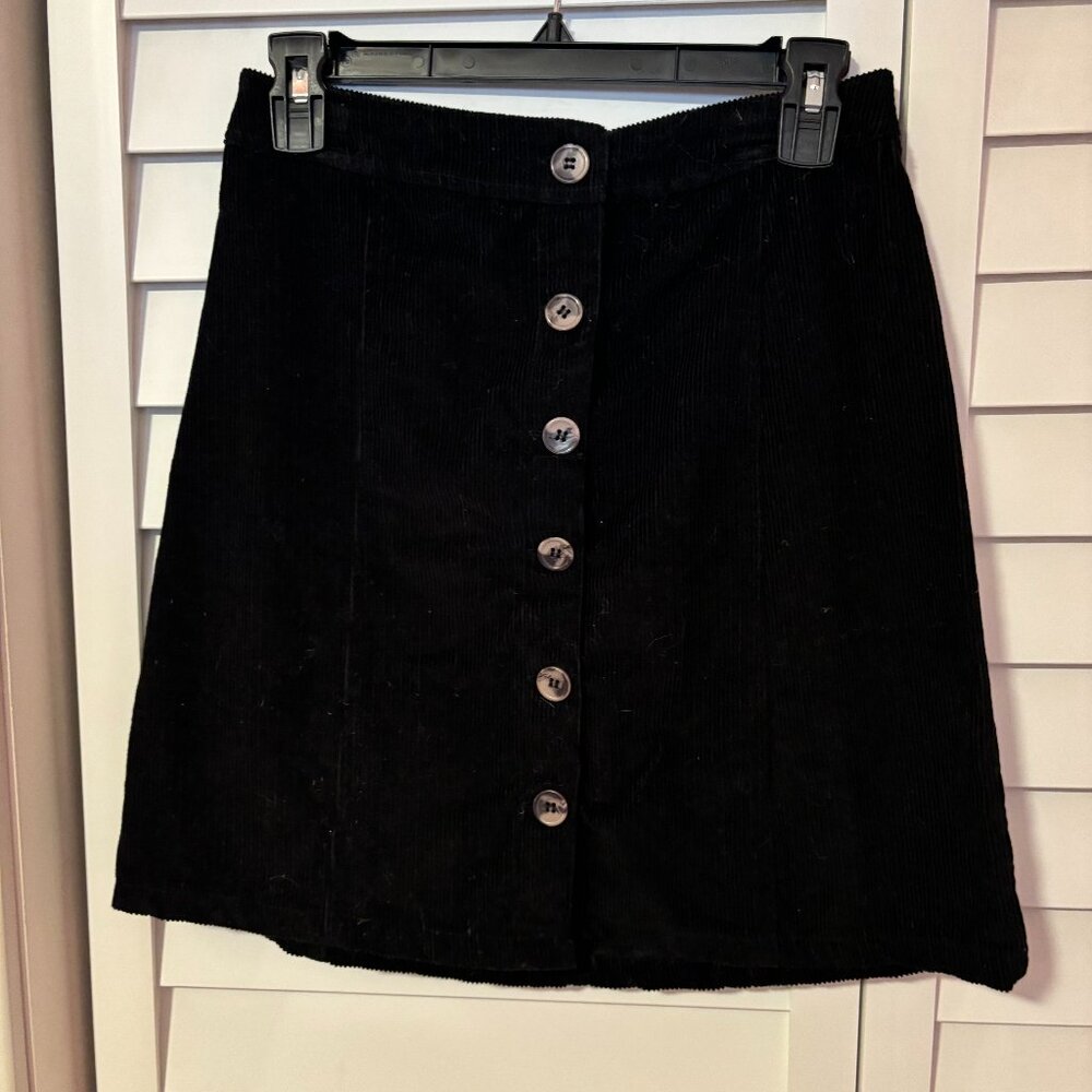 Corduroy button-down skirt